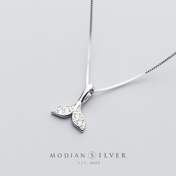

modian 2019 новый 100% стерлингового серебра 925 clear cz mermaid ожерелья подвеска для женщин роскошные серебряная цепочка изящных ювелирны, Golden;silver