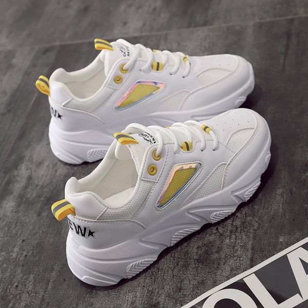 

ladies flat platform breathable walking sneakers new stylish women causal shoes increasing cushioning height sneakers shoes, Black