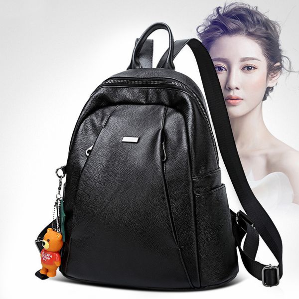 

charismatic2019 shoulders both package korean new pattern fashion joker woman bag soft leather guard against theft backpack tide