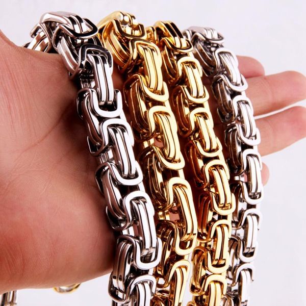 

chains 7-40" heavy large chain 8/10/15mm byzantine silver color gold mens necklace & bracelet stainless steel jewelry