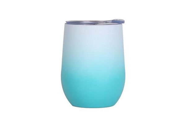 

12oz egg cups wine glasses tumblers multicolor stemless stainless steel double walled vacuum insulated mugs with lid a561