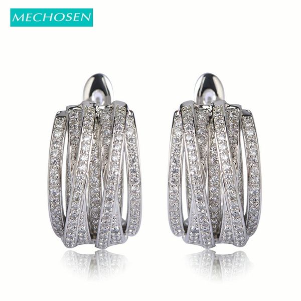 

mechosen multilayer crystal stud earrings for women cool cubic zirconia ear piercing european and american copper jewelry brinco, Golden;silver