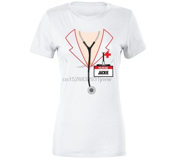 

nurse jackie doctor stethoscope cleavage funny costume t-shirt cool casual pride t shirt men new fashion(1