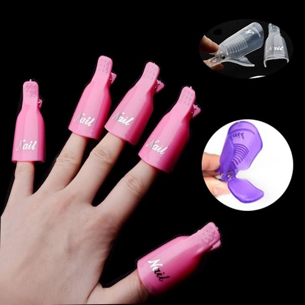 

nail art equipment 10pcs plastic soak off cap clip uv gel polish remover wrap tool tips for fingers purple high quality, Silver