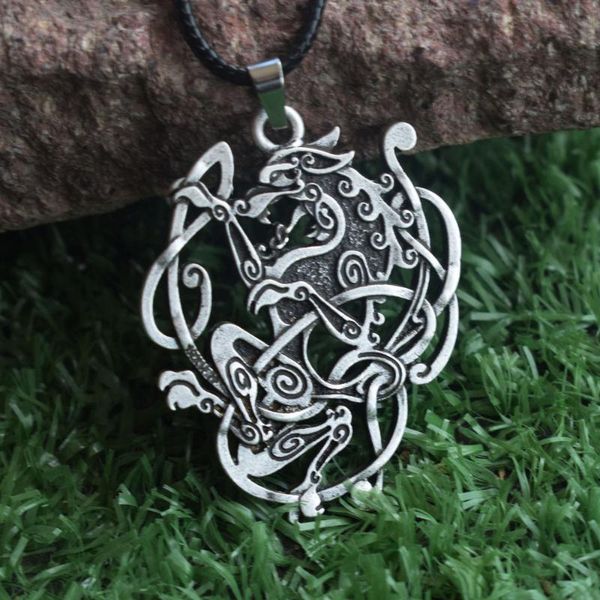 

12pcs double side animal charm wolf necklace, Silver