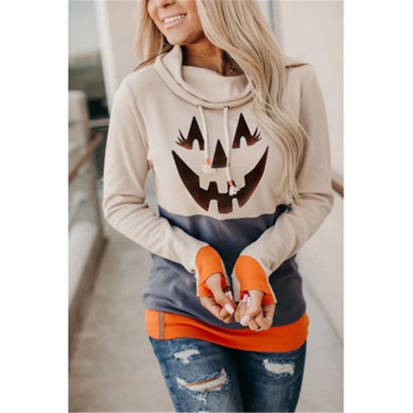 

женщины хэллоуин толстовки тенденции моды halloween pattern casual с длинным рукавом с капюшоном свитер дизайнер женский new сыпучие плюс ра, Black