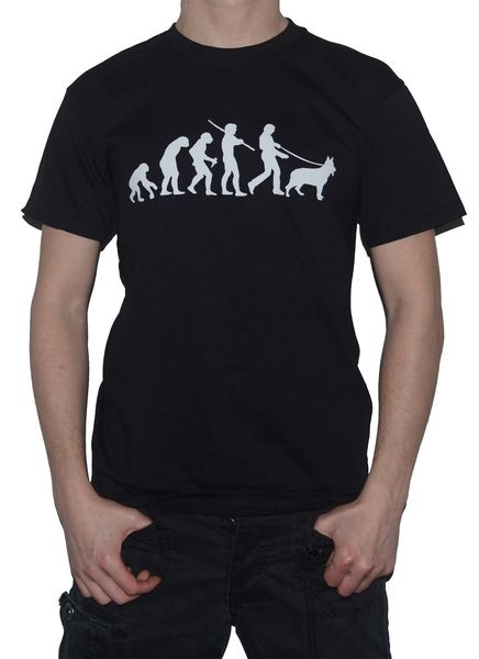 

new german shepherd evolution t-shirt - funny evolution of man dog walking top