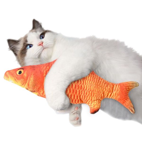 

cat toys 28cm electric fish toy realistic moving kicker with usb cable catnip pet supplies
