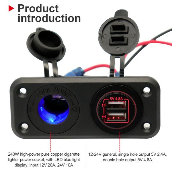 

new dual usb charger and socket panel mount marine 12 volt power socket car styling control panel tools