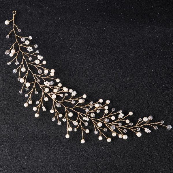

hair clips & barrettes 1pc pearl headwear delicate headdress bridal band simple accessories po props for women ladies wedding (golden), Golden;silver
