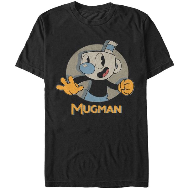 

cuphead mugman portrait circle mens graphic t shirt funny 100% cotton t shirt