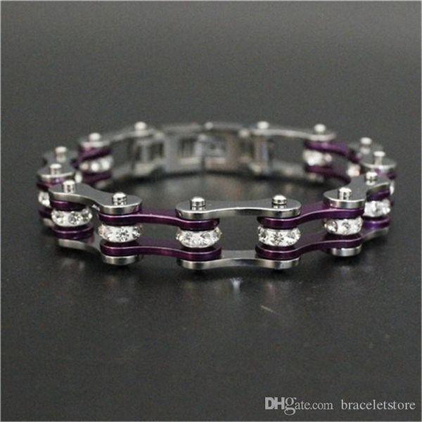 

crystal bicycle bracelet 316 stainless steel fashion jewelry biker style bracelet, Black