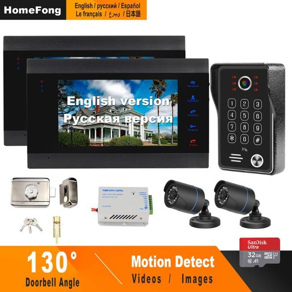 

video door phones homefong wired intercom sysetm with electronic lock cctv camera motion detect record home security access control system