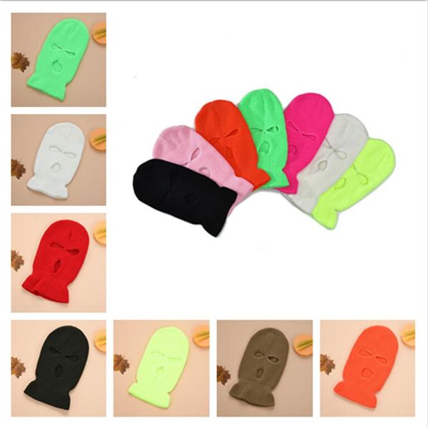 

hole balaclava full face cover mask beanie three holes knit hat ins winter snow ski masks face shield beanie ear muff cap warm masks cz9702, Yellow