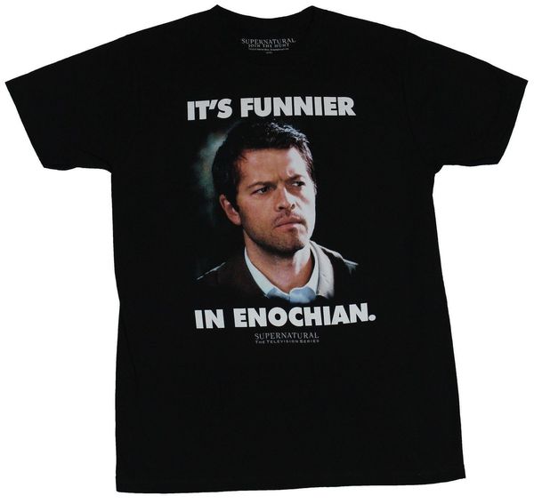 

supernatural mens t-shirt - it's funnier in enocian castiel p image cool casual pride t shirt men fashion tshirt