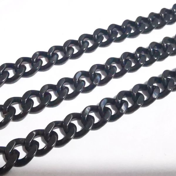 

9.5mm wide black stainless steel necklace cuban curb link chain necklace 18-32 inch lenght for mens gifts .xmas gifts jewelry, Silver