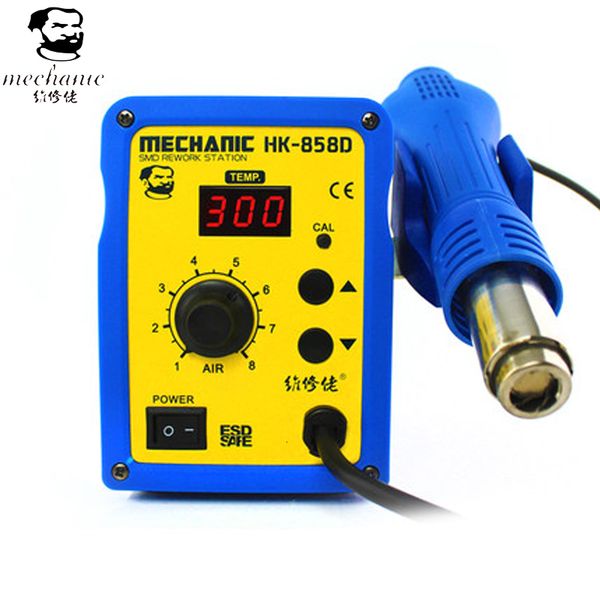 

mechanic 110v/220v 650w brushless fan soft lead-led digital hk-858d smd air rework station solder blower heat gun