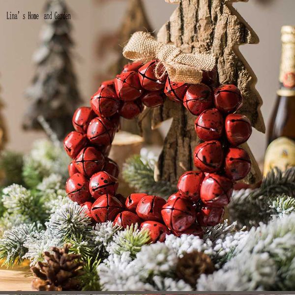 

antique red metal rope christmas bell wreath ornament