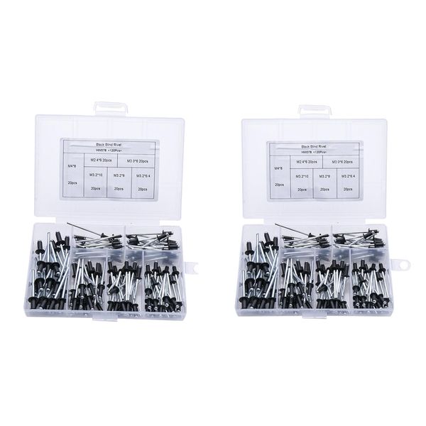 

2x 120pcs/set large flange open aluminium rivets wide blind rivet length