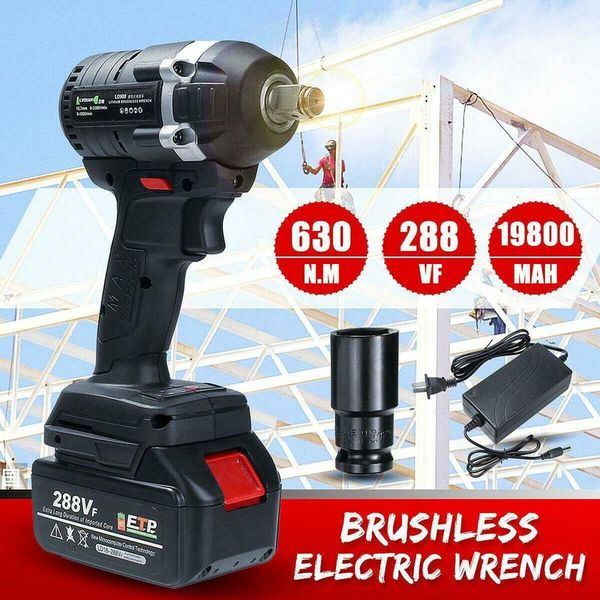 

630n.m electric cordless brushless impact wrench 3000rpm 288vf ratchet driver electric wrench power tool parts multifunctional