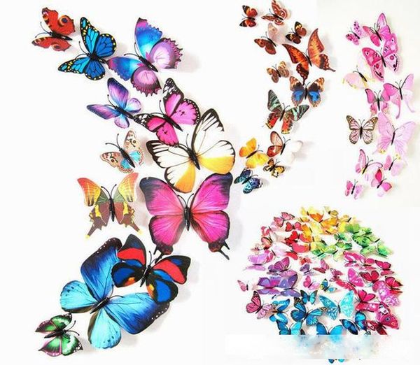 

3d butterfly 12pcs wall decor magnetic simulation butterfly wall stickers home decoration art decals removable pvc fridge refrigerator decor
