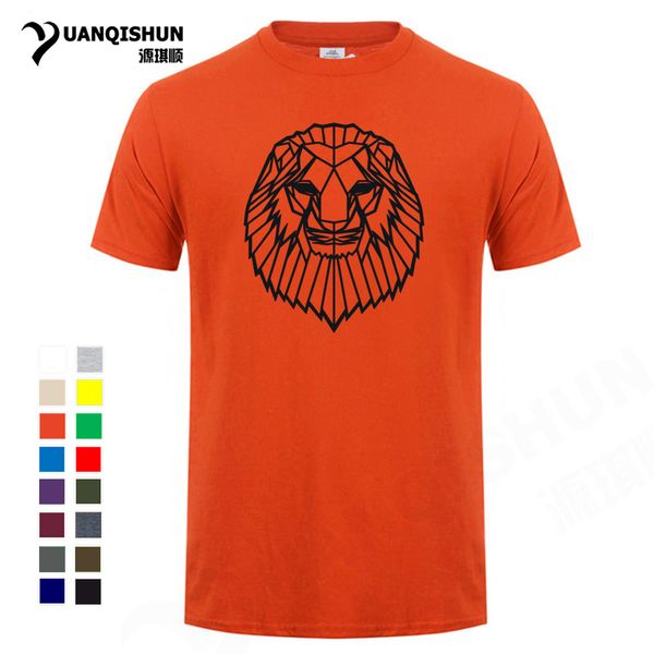 

geometric lion head tshirt novelty art line design animal t-shirt 2018 summer new men cotton t shirts cotton tees