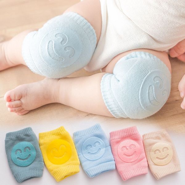

kids non slip crawling elbow infants toddlers baby accessories smile knee pads protector safety knee pad leg warmer girls boys, Pink;yellow
