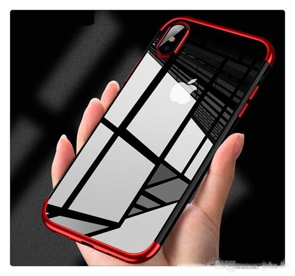 

soft tpu silicone clear plating cases for iphone x 8 7plus 6s anti shock for galaxy note 8 s9 plus s8 cradle design