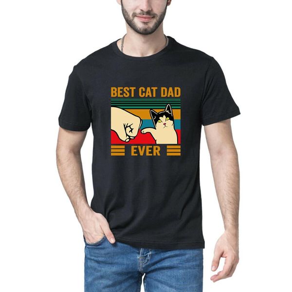 

100% cotton cat dad ever vintage men's t-shirt father's day gift tee pet lover shirt european and american style mens tee