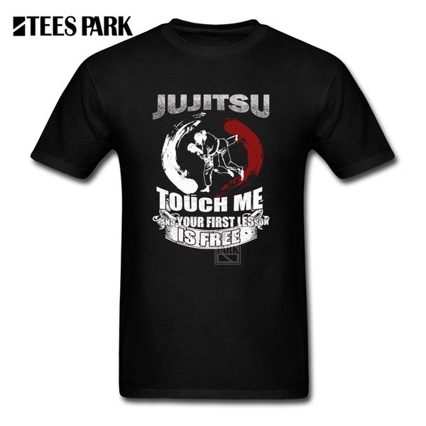 

men's t shirt jujitsu touch me and your first lesson is men crew neck short t-shirt plus size t shirt