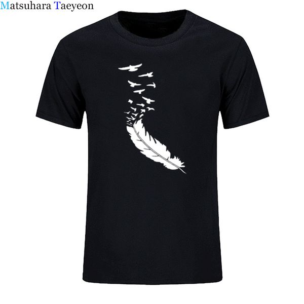 

feather summer fashion print men tshirt casual t-shirt short sleeves tees cotton t-shirts o-neck t shirt clothing plus size