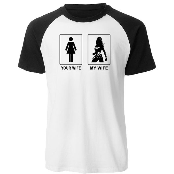 

wonder woman gal gadot my wife your wife print t-shirt cotton t shirts mens raglan short sleeve superhero tee shirt funny