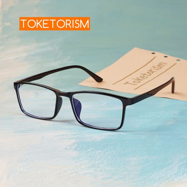 

toketorism rectangle anti blue glasses men women blue light eyeglasses for computer work, White;black