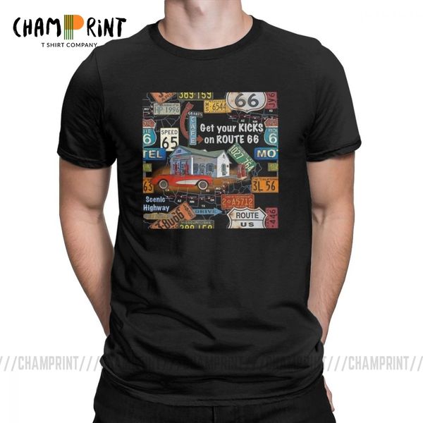 

hipster route 66 t-shirt for men o neck pure cotton t shirt mother road american classic retro oldschool tee shirt gift idea top