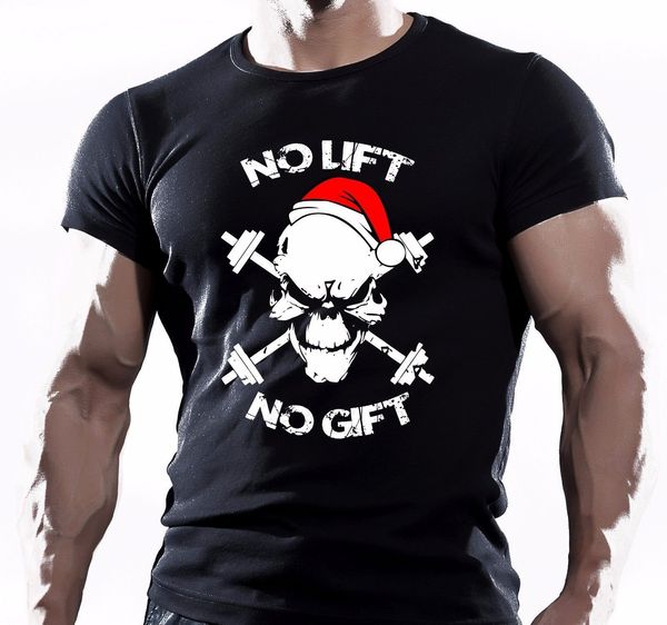 

2019 new arrival men's fashion no lift no gift skull xmas christmas bodybuilding trainner workout t-shirt tee shirt