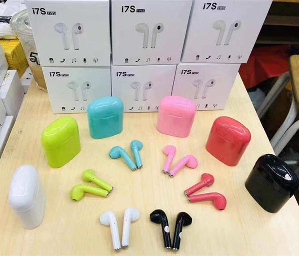 

красочные i7s i7 tws bluetooth наушники twins наушники мини беспроводная гарнитура наушники с микрофоном стерео v5.0 для телефона android