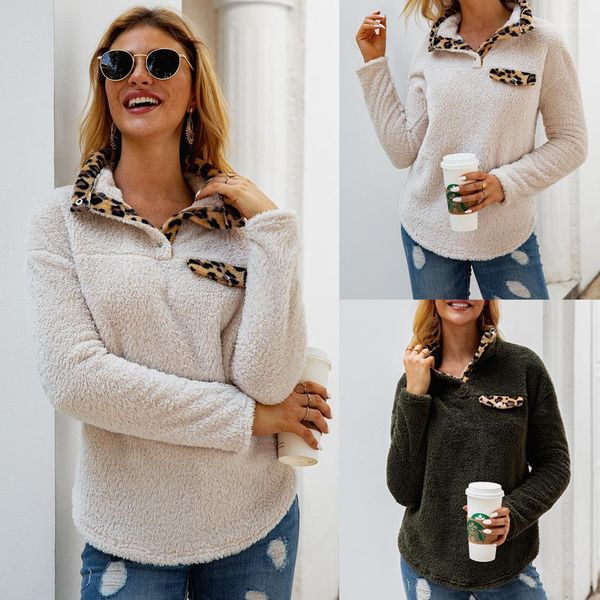 

конструктор толстовки осень зима с длинным рукавом sexy leopard печати кнопка толстовка женщин пуловер вскользь верхние части женщин, Black