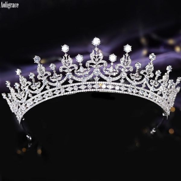 

5a level full cubic zirconia classic princess kate middleton queen style cz tiaras zircon crowns wedding bridal pageant diadem, Golden;silver