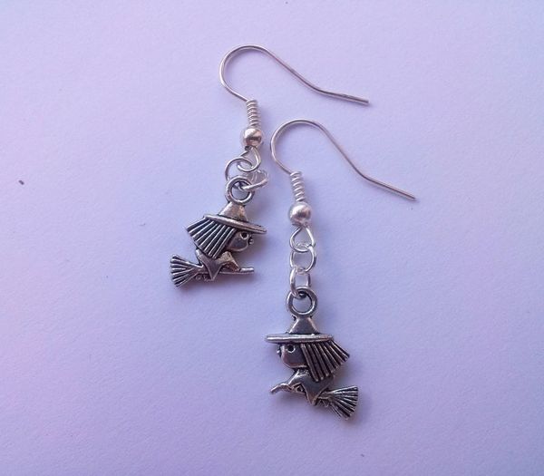 

dangle & chandelier adarjw women flying witch earrings wicca pagan silver color cute jewelry handmade gift korean