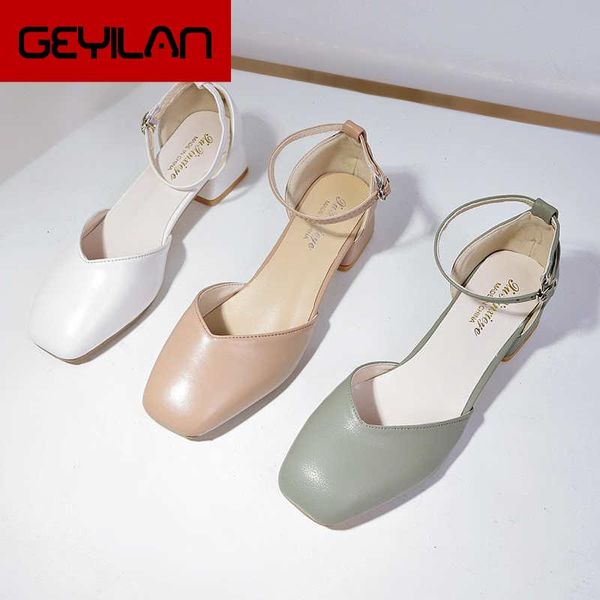 

dress shoes 2021 zapatos mujer women pumps ankle strap thick hoof heel square toe mid heels work comfortable ladies 5cm green, Black