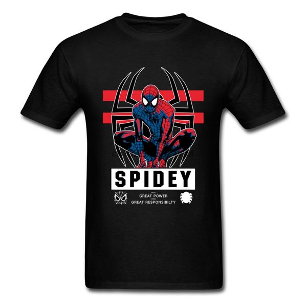 

new arrival mens t shirt spider man great power t-shirts 100% cotton crewneck short sleeve tshirt hip hop clothes