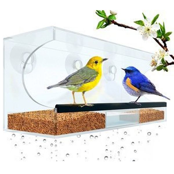 

window bird feeder with 3 super strong suction cups seed tray,clear acrylic