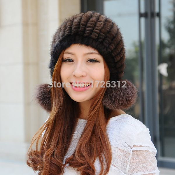 

2020 luxury hat 100% real caps pompon beanie hats for women caps headgear 19colors, Blue;gray