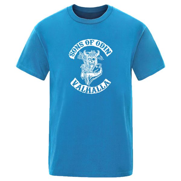 

2020 summer mens slim fit new short sleeve tee shirt vikings sons of odin solid color t-shirts hip hop 100% cotton