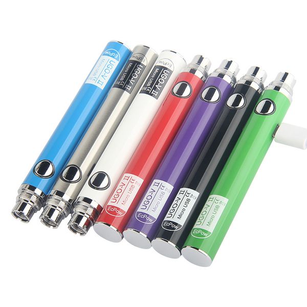 Offene Vape-Batterien UGO-V II 650 900 mAh Evod 510-Gewindebatterie Micro-USB-Passthrough-Aufladung mit Kabel-Verdampfern und Zigaretten