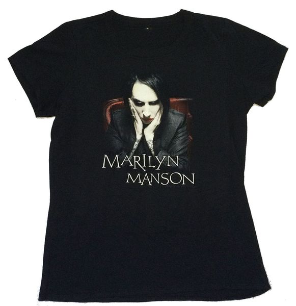 

marilyn manson big face girls juniors black t shirt new merch new funny tee shirt