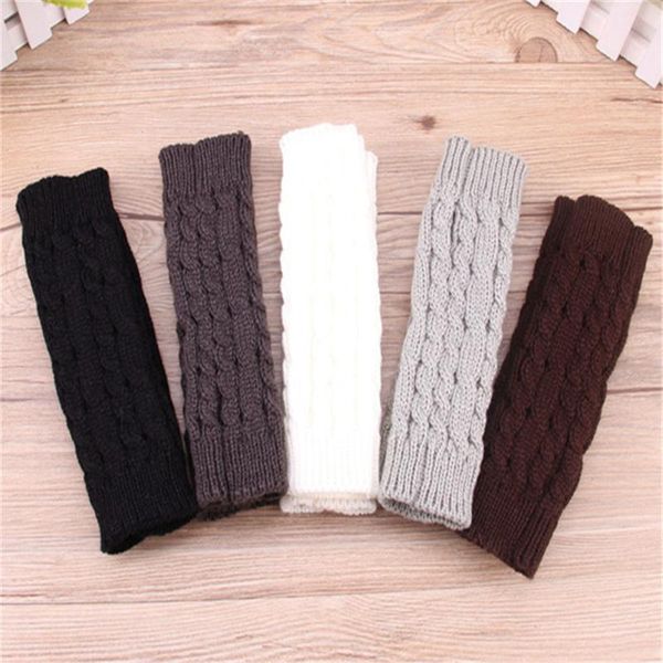 

five fingers gloves women wool mitten warm fingerless hand warmer winter arm crochet knitting faux long twist, Blue;gray