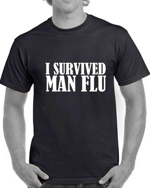 

2019 brand t shirt men fashion pure cotton round collar men i survived man flu printing casual