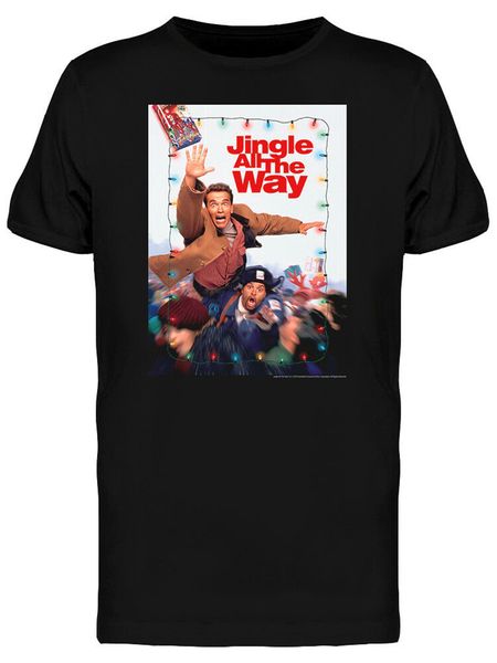 

jingle all the way christmas movie graphic men's black t-shirt big tall tee shirt