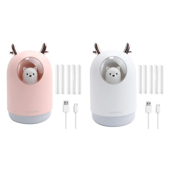 

humidifiers cool mist humidifier with two working spray modes, 300ml portable usb mini 7 color led night light